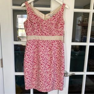 Maggy London Floral Sheath Dress Size 6 Pink Cream